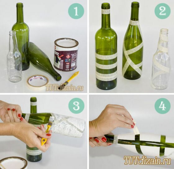 Декорирование бутылок своими руками + Фото