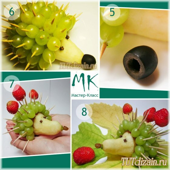 Ежик из фруктов – идея декора для праздничного стола